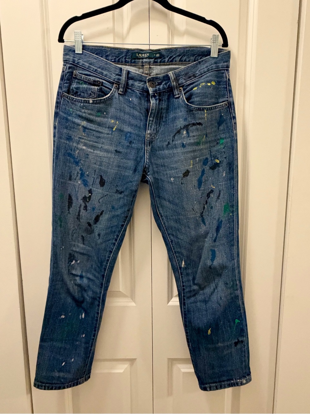 Lauren Ralph Lauren Paint Splatter Boyfriend Jeans - Size